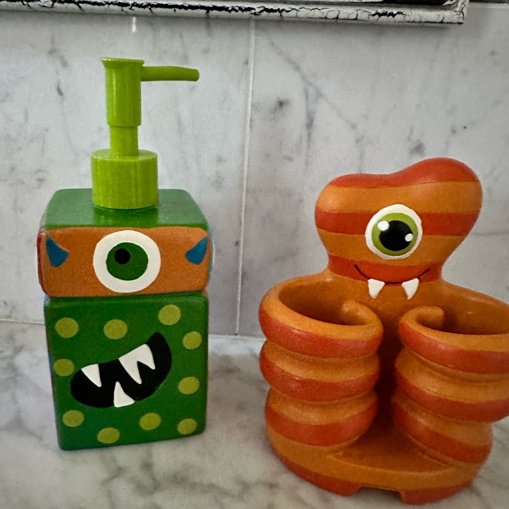 Kid’s bathroom octopus toothbrush holder and dispenser